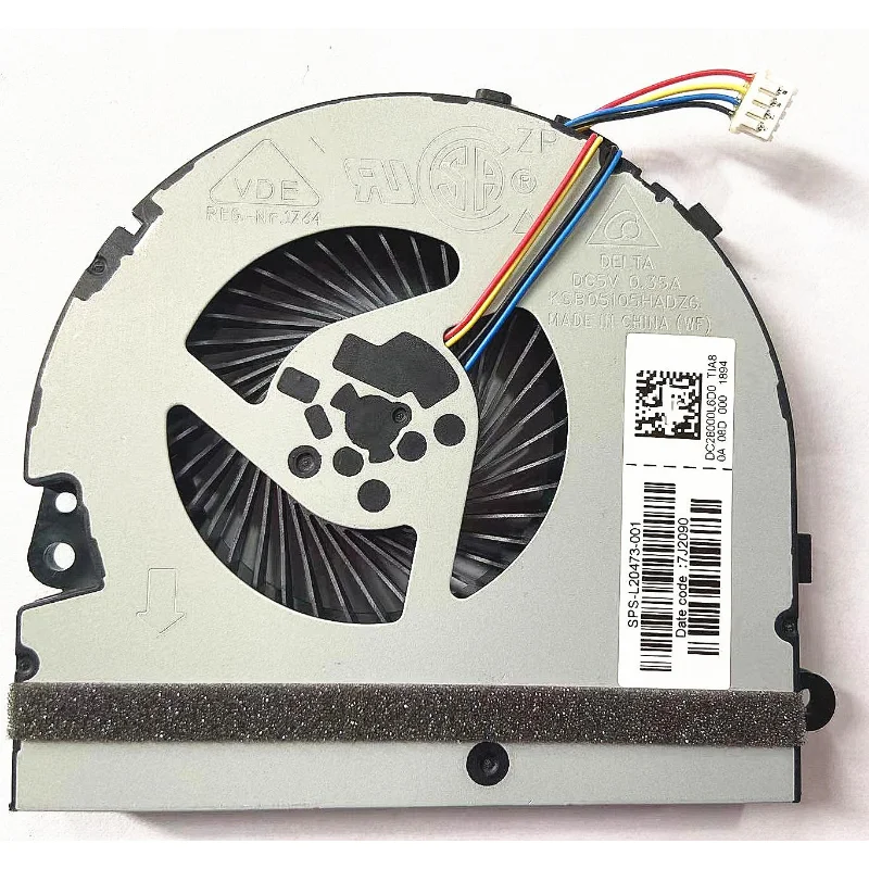 Ventilador Cpu para hp Pavilion 15-da 15-da0014tx 15-da002 L20473001 Ksb05105hadz6 Dc28000l6d0 Ventilador de Refrigeração Portátil Novo
