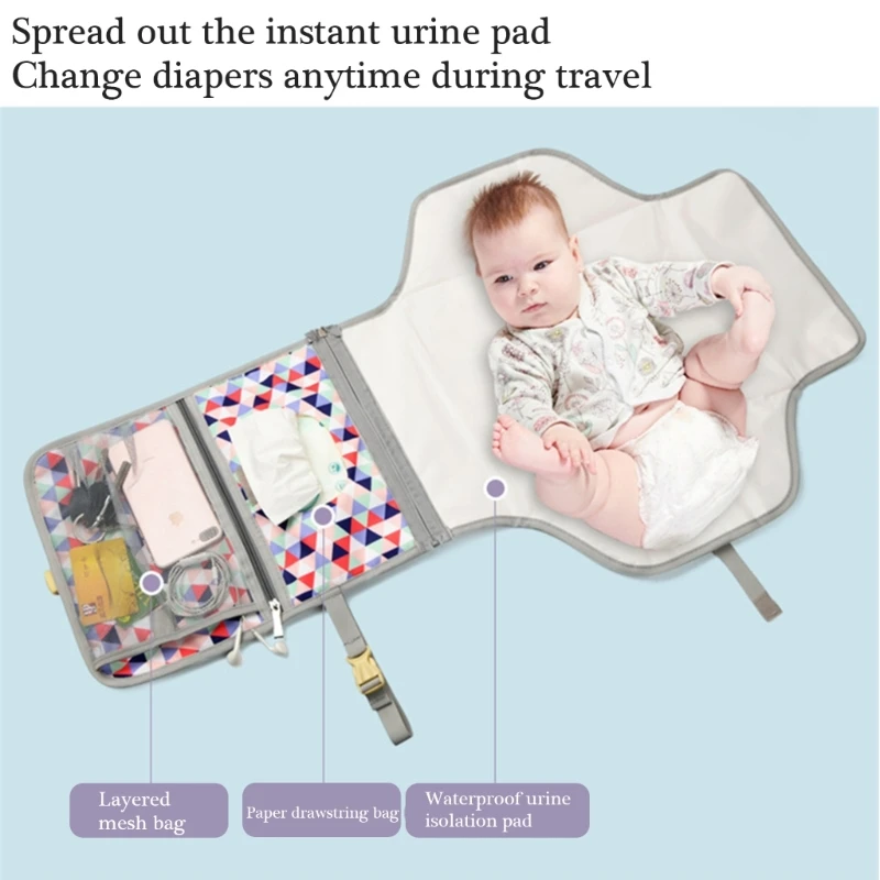 Portable Waterproof Baby Changing Pad Large Capacity Detachable Folding Baby Diaper Changing Bag For Stroller Hanging Bag Travel