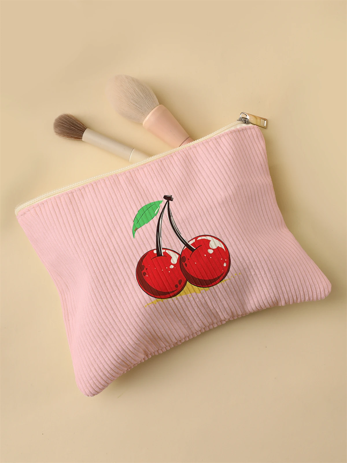 Corduroy Travel Cosmetic Bag Portable Makeup Storage Bag Purses Women Large Capacity Zipper Make Up Organizer Storage Clutch