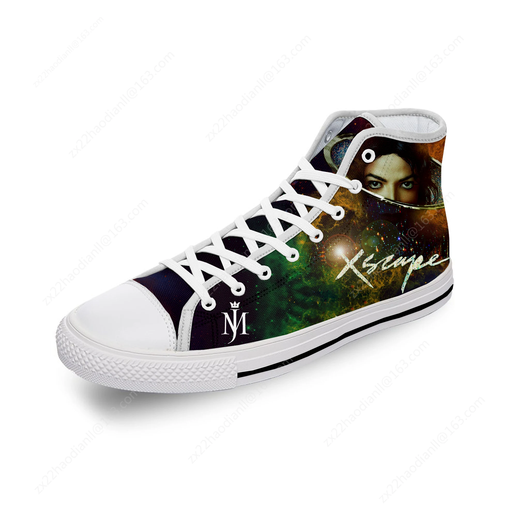 Michael Jackson Cool Funny White Cloth 3D Print High Top Canvas Fashion Funny Shoes Men Women Lightweight Breathable Sneakers