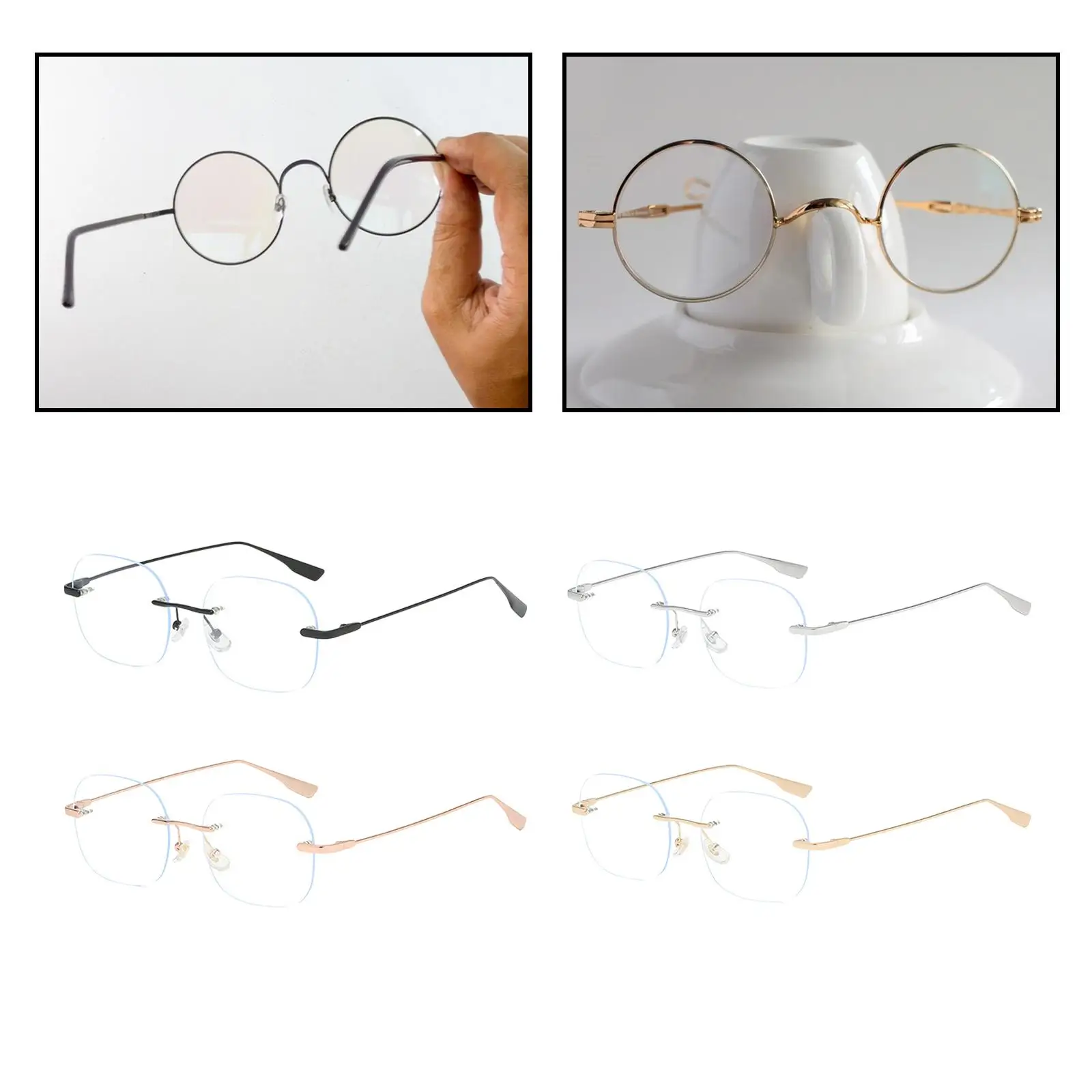 Eye Glasses Rimless Comfortable Lightweight Blue Light Blocking Stylish Eyewear for Women Adult Computer Shopping Holiday