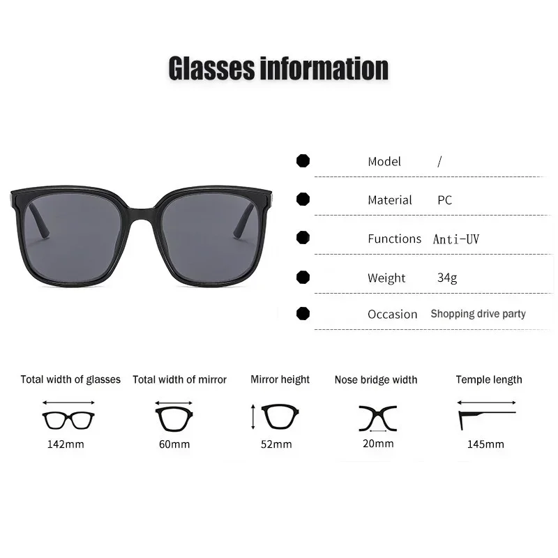 Men Women Fashion Polarized Sunglasses Unisex Large Oversized Myopia Sun Glasses Eyewear Outdoor UV400 Short Sighted Eyeglasses 6