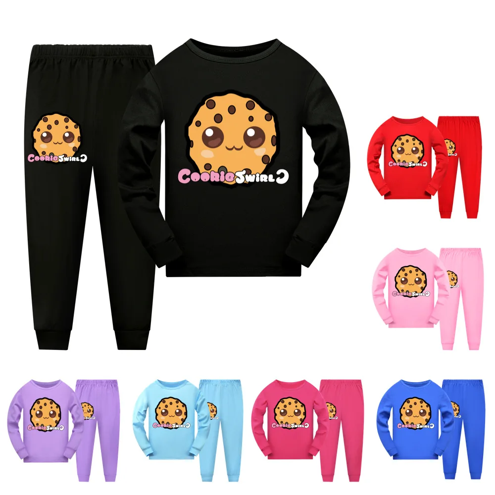 

Baby Kids Pajamas Set COOKIE SWIRL C Long Sleeved Tshirt+Pants Cartoon Girl Clothing Autumn 2pcs Sleepwear Suit Pyjama Trousers
