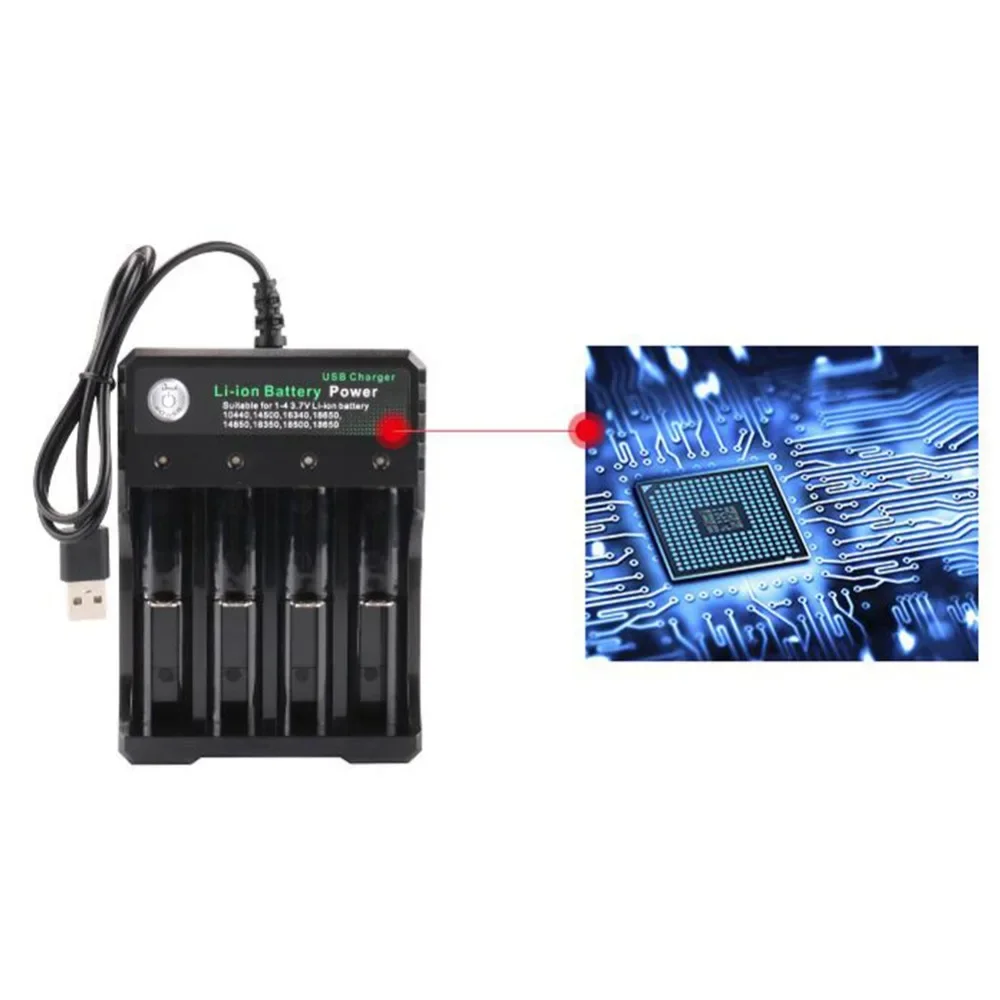 Rechargeable Lithium Batteries 12 4 Slots AC 110V 220V 18650 Battery Charger Black For 14500 14650 16650 18350 18500 18650 37V battery charger