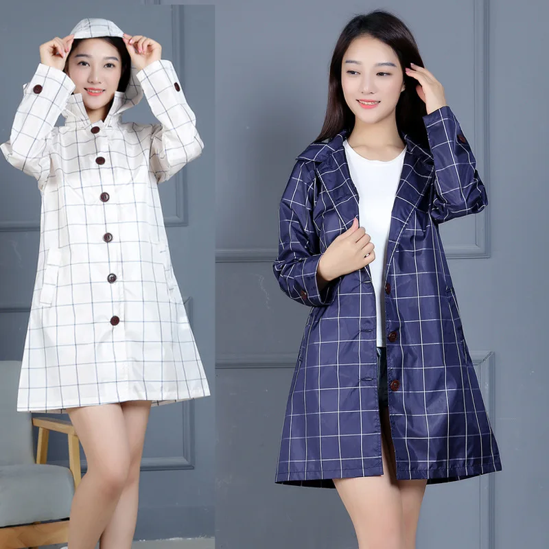 

Women New Stylish Long Raincoat Waterproof Rain Jacket with Hood Waterproof Rain Poncho Coloful Print Raincoat with Hood