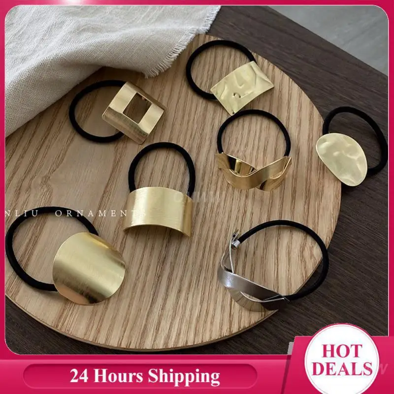 

Simple Metal Wire Drawing Hair Rope Female High Elastic Rubber Band Head Rope Temperament Casual Hair Ring Headdress