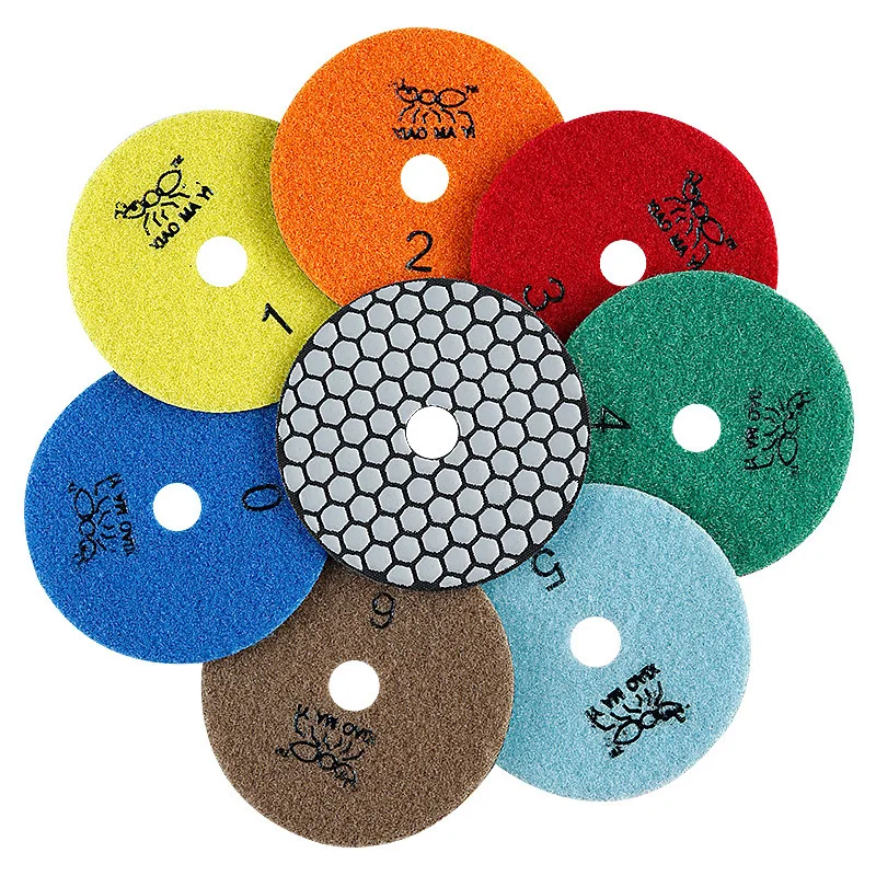 

7Pcs 3" 4" Diamond Dry Polishing Pads 80mm 100mm Polishing Pad Sanding Discs for Granite Marble Stone Countertop Tiles
