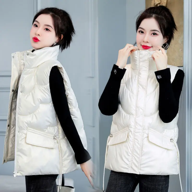 

Solid Color 2023 New Autumn Winter Vest Women Loose Warm Down Cotton Padded Vest Jacket Sleeveless Female Winter Waistcoat H08