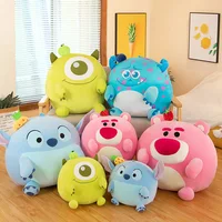 30/40/55cm Disney Lotso Stitch Round Plush Doll Toys Kawaii Cartoon Car Headrest Pillow Stuffed Toys Back Cushion Birthday Gifts 1