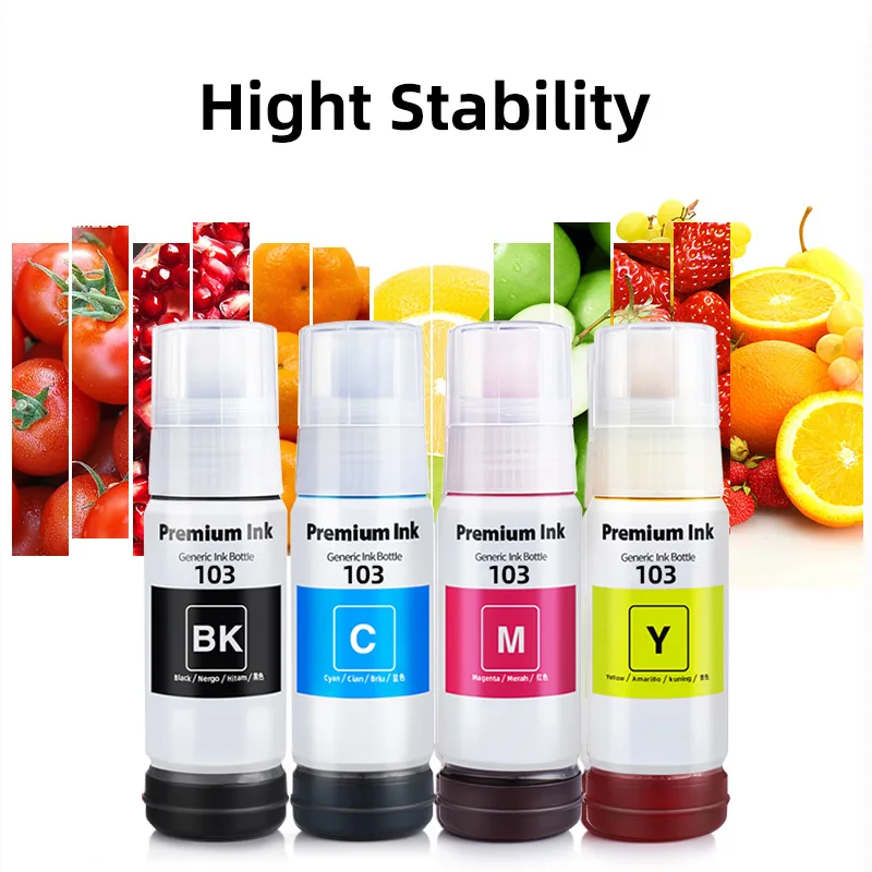 Premium Compatible 103 Refill Dye Ink For Epson EcoTank L1110&lrm; L3110 L3111 L3150 L3151 L3156 L3160 L5190 &lrm;Printer