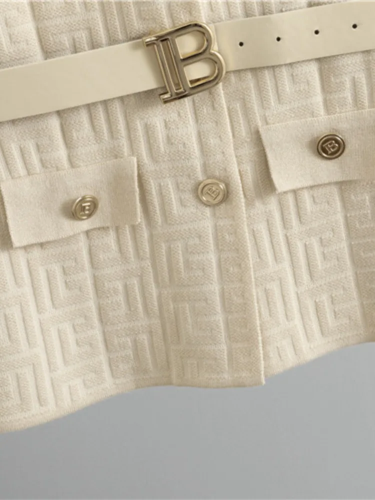 French Commuter Suit Blazer Coat Fashion Sets Women's Spring Autumn High Quality Slimming Knitted Hip Skirt 2-Piece Set Women 6