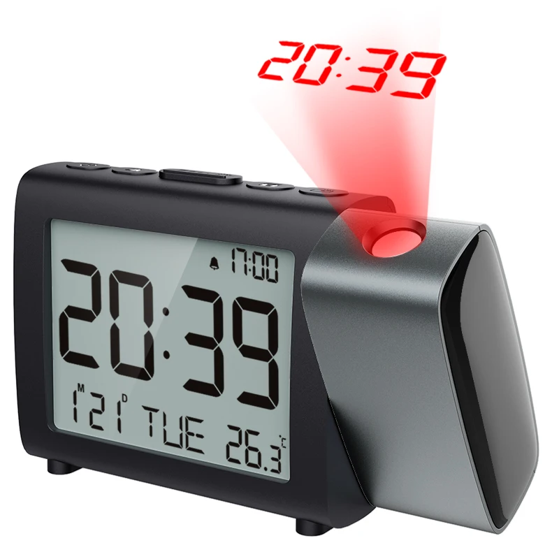 Reloj despertador de proyección Digital, reloj despertador electrónico de  mesa de escritorio con proyector de tiempo de temperatura, reloj silencioso  para cabecera de dormitorio - AliExpress