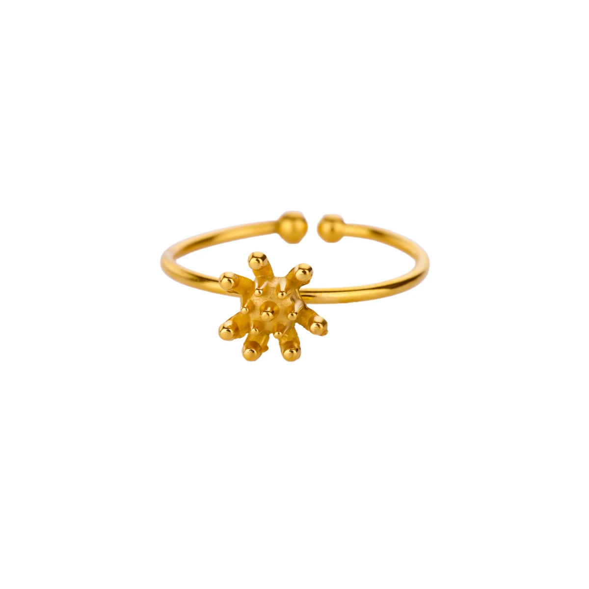 Minimalist Geometric Flower Rings For Women 18K Gold-Plated Stainless Steel Ring