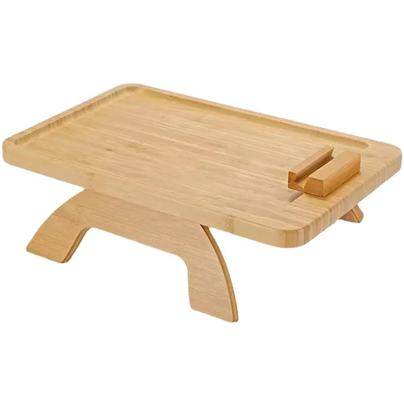 Bamboo Sofa Tray Table, Clip On Side Table Couch Arm With Phone Holder 3