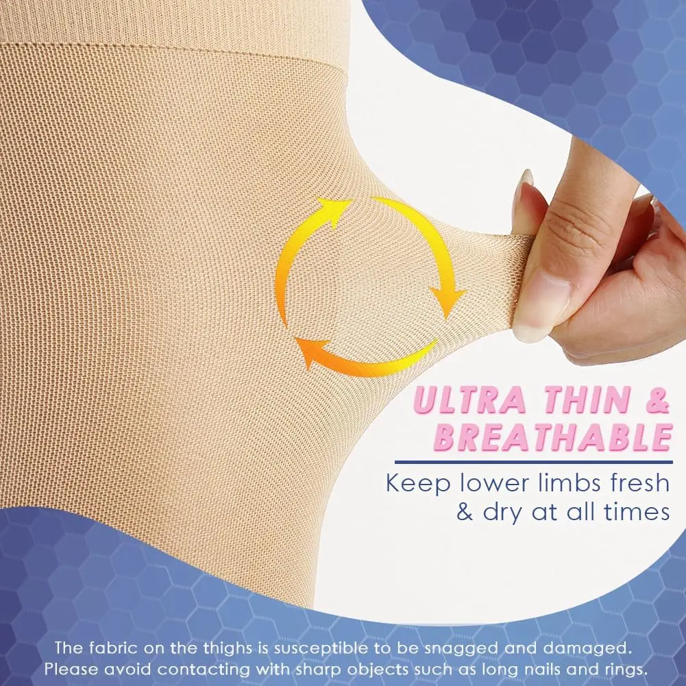 Medical Compression 20-30 MmHg Thin Footless Graduated Support Pantyhose For Women High Waist Circulation For Varicose Veins