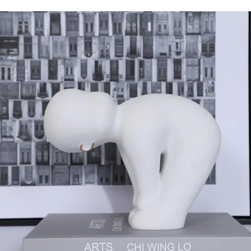 

Cute Character Resins Baby Statue Crafts Room Aesthetics Desk Decoration White Cartoon Figures Sculpture Modern Home Decor