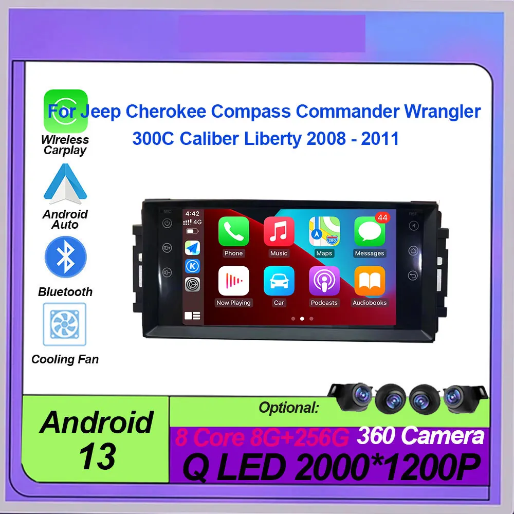 

Car Android 14 For Jeep Cherokee Compass Commander Wrangler 300C Caliber Liberty 2008 - 2011 Radio Stereo Multimedia