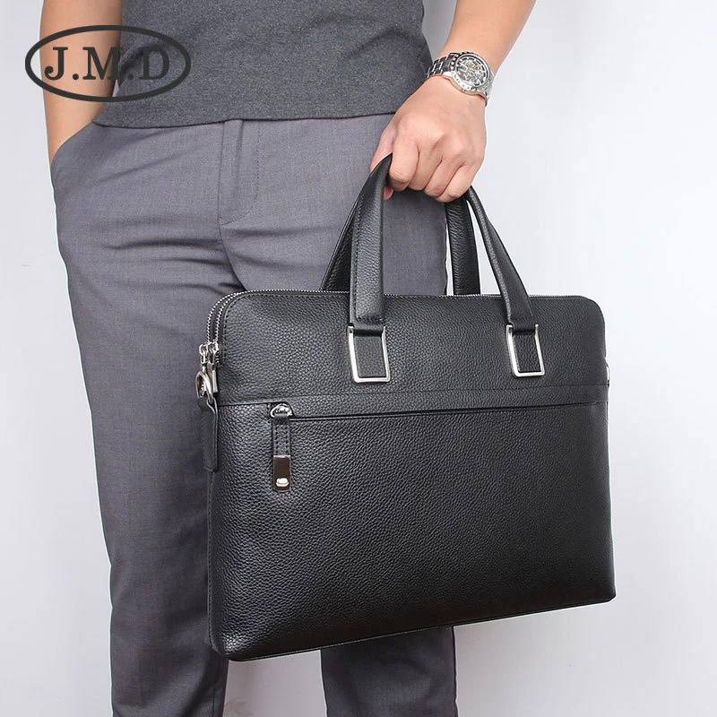 

leather men's bag Business handbag Cowhide horizontal briefcase Computer bag Casual men's bag 7412