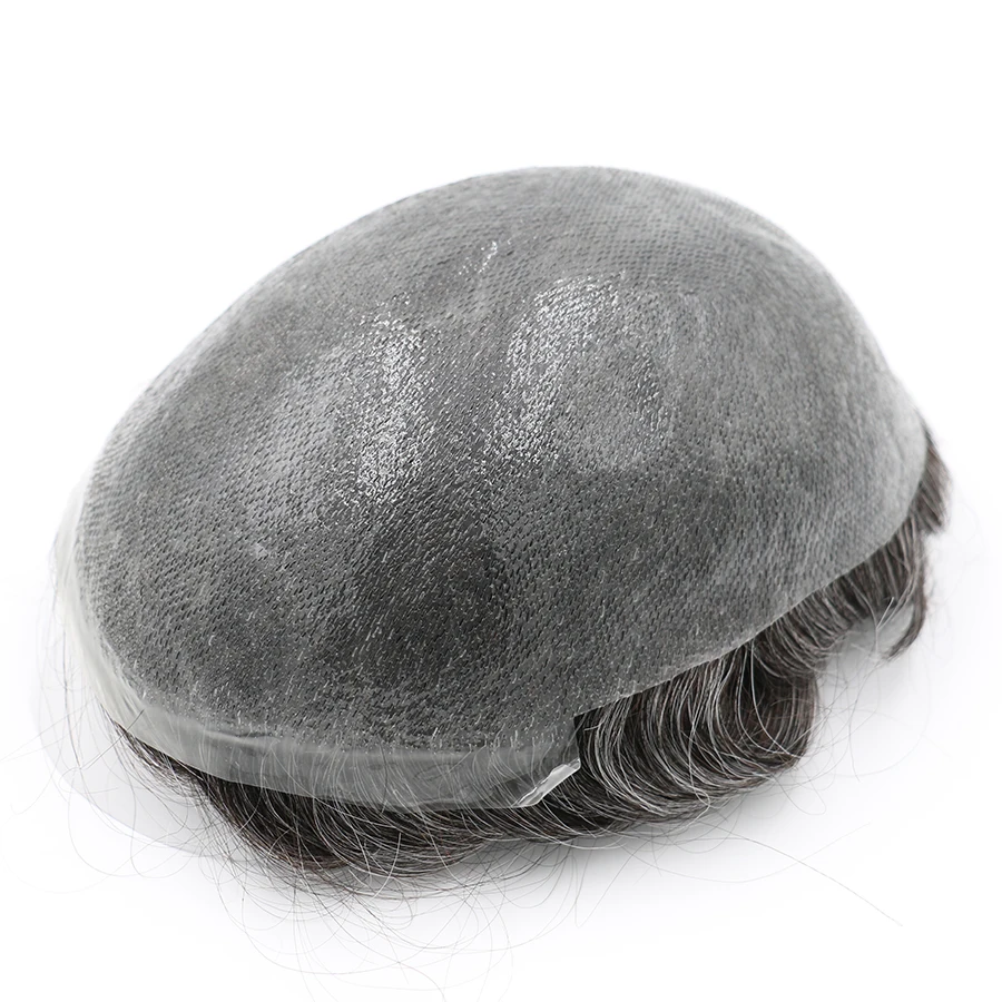 Men Hair System Men Toupee Replacement Systems Unit Human Hair Male Wig Hairpiece 0.04mm Ultra Thin Skin Invisible Natural human hair toupee