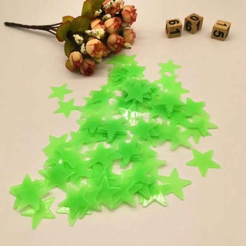 Glow In The Dark Luminous Stars Fluorescent 100 Pcs Stars For Ceiling And Wall Stickers Leave No Trace For Kids Toys Room Decor