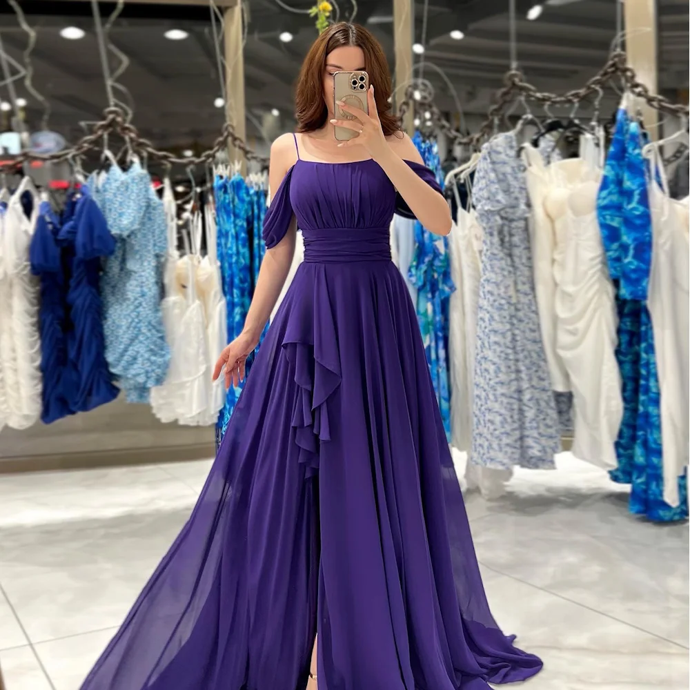 

Mignon Chiffon A-line Square Neckline Prom Gown Spaghetti Straps Evening Floor-length Formal Elegant Party Dress for Women 2023