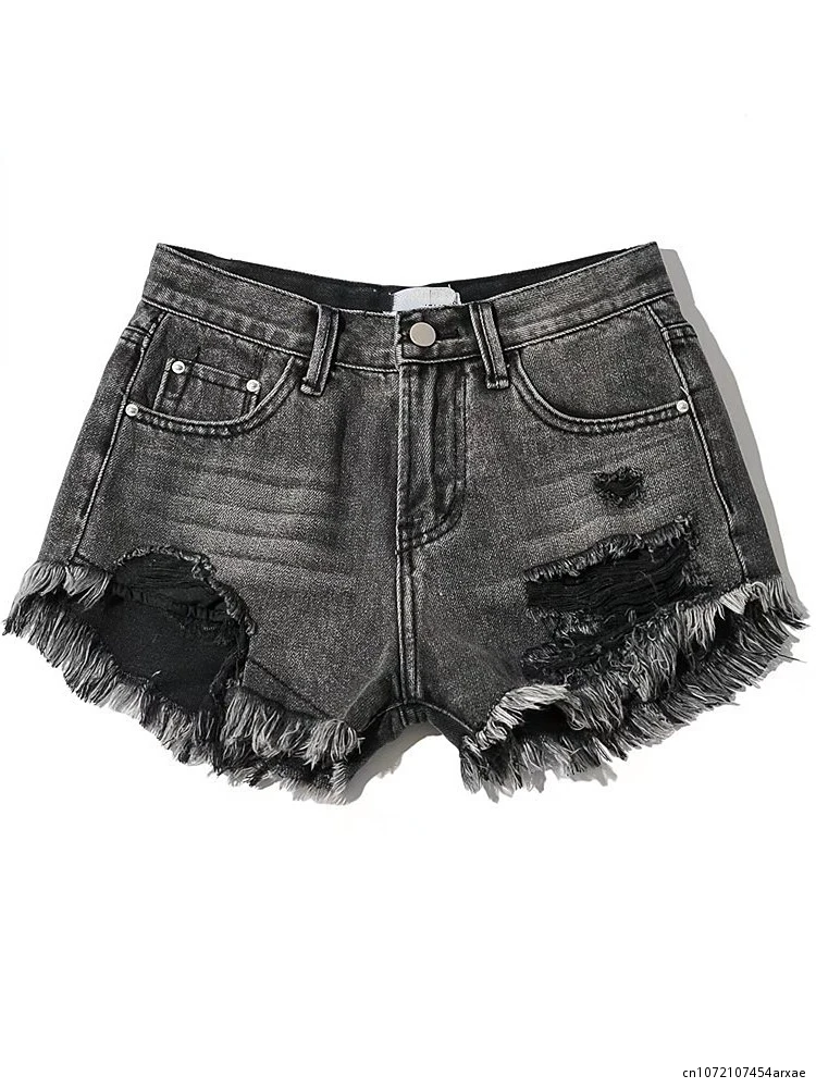 

Fashion Low Waist Sexy Nightclub Shorts Tight Jeans Hot Pants High Street Washed Hole Slimming Shorts for Women Women Clothing