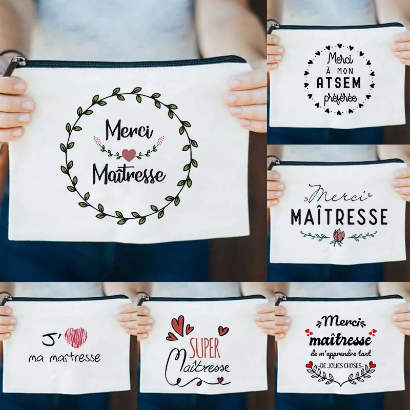 Thank You Mistress Print Makeup Bags Bachelorette Party Neceser Zipper Toiletry Organizer Women Cosmetic Bag teacher Gifts