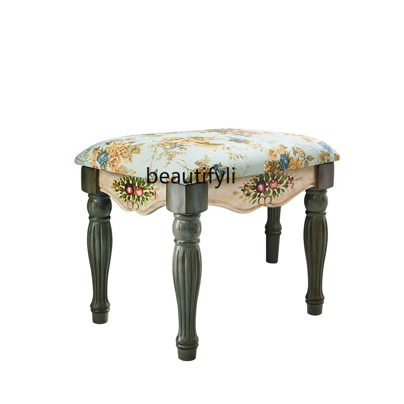 

American Makeup Stool Pastoral Bedroom Dresser Stool Furniture Cosmetic Chair