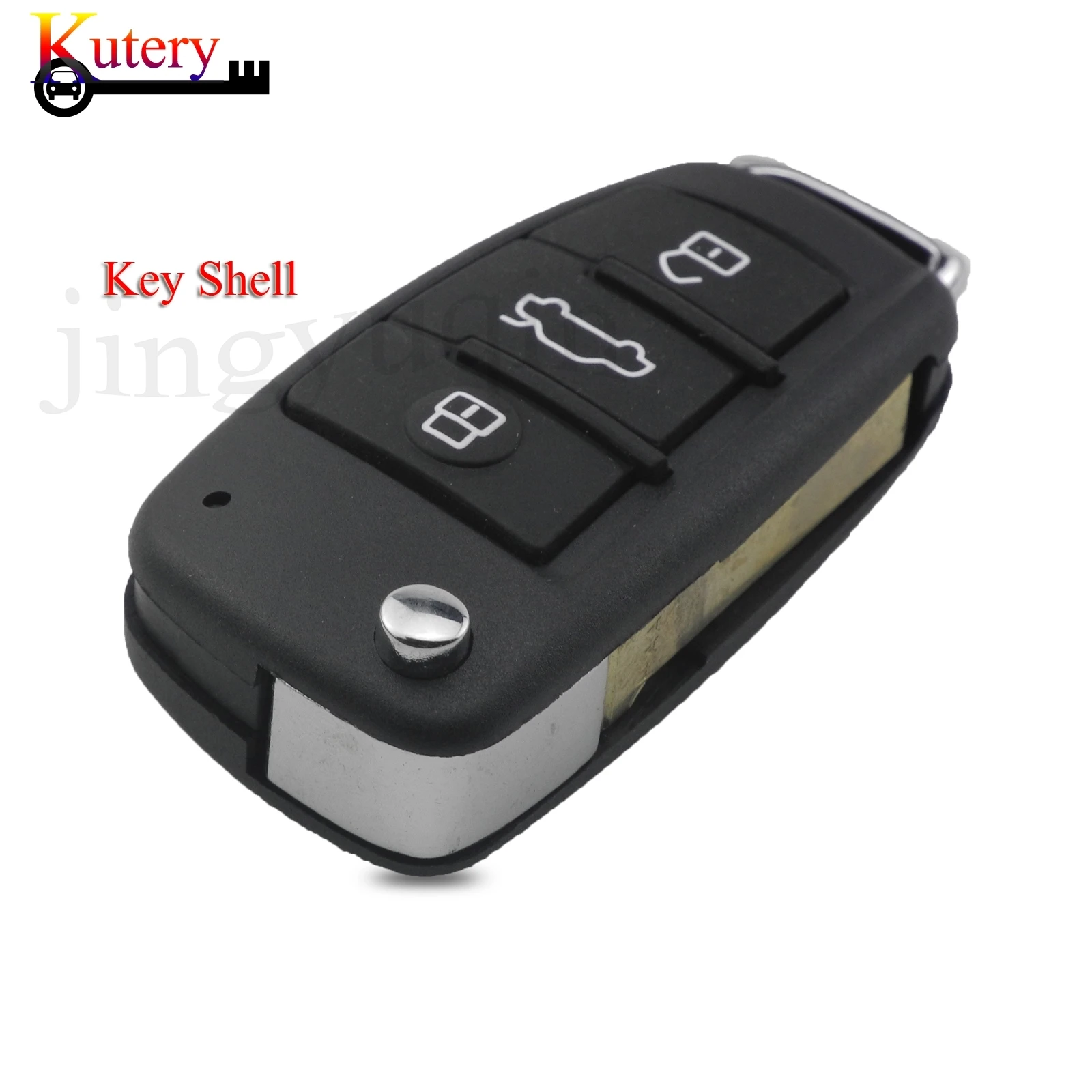 

jingyuqin Replacement Folding Remote Key Shell For Audi Q7 A3 TT A2 A8 A6 A6L A4 3 Buttons Key Case Cover Fob With Uncut blade