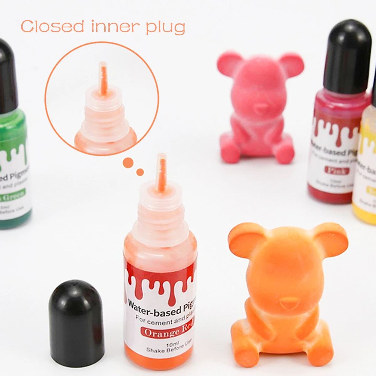 24색상 10ml 수성 석고 시멘트 착색제 석고 안료 수채화 에센스 염료 DIY 석고 공예 안료 도자기 코팅제