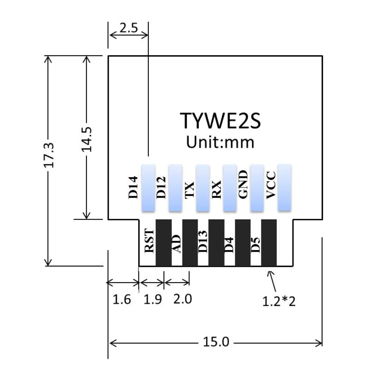 Bezdrátový průhledná převodovka ESP-02S TYWE2S řadový wi-fi modul zlatý prst balíček ESP8285 kompatibilní s ESP8266