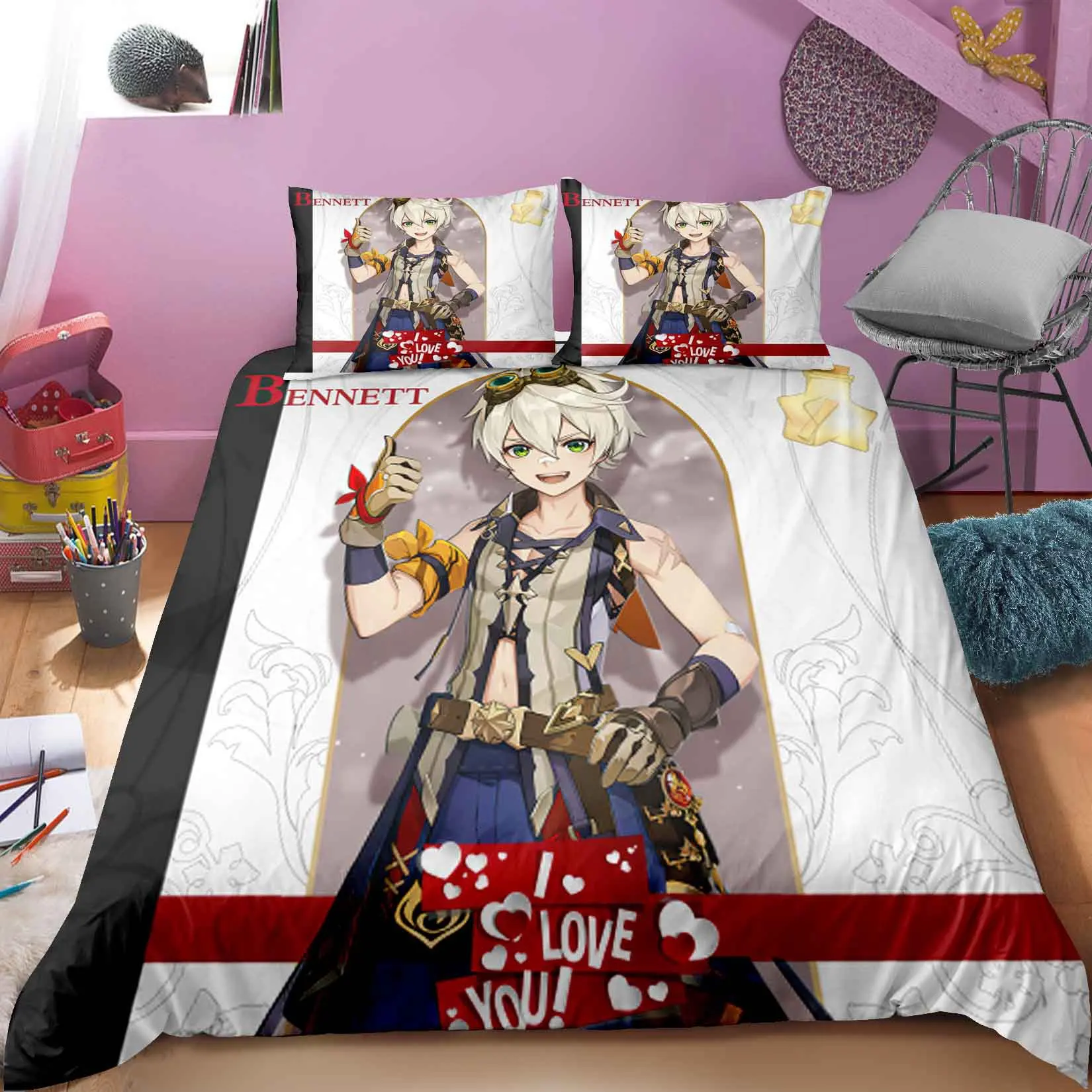 Anime Genshin Impact 3D Printed Bedding Set Duvet Covers Pillowcases Comforter Bedding Set Bedclothes Bed Linen 