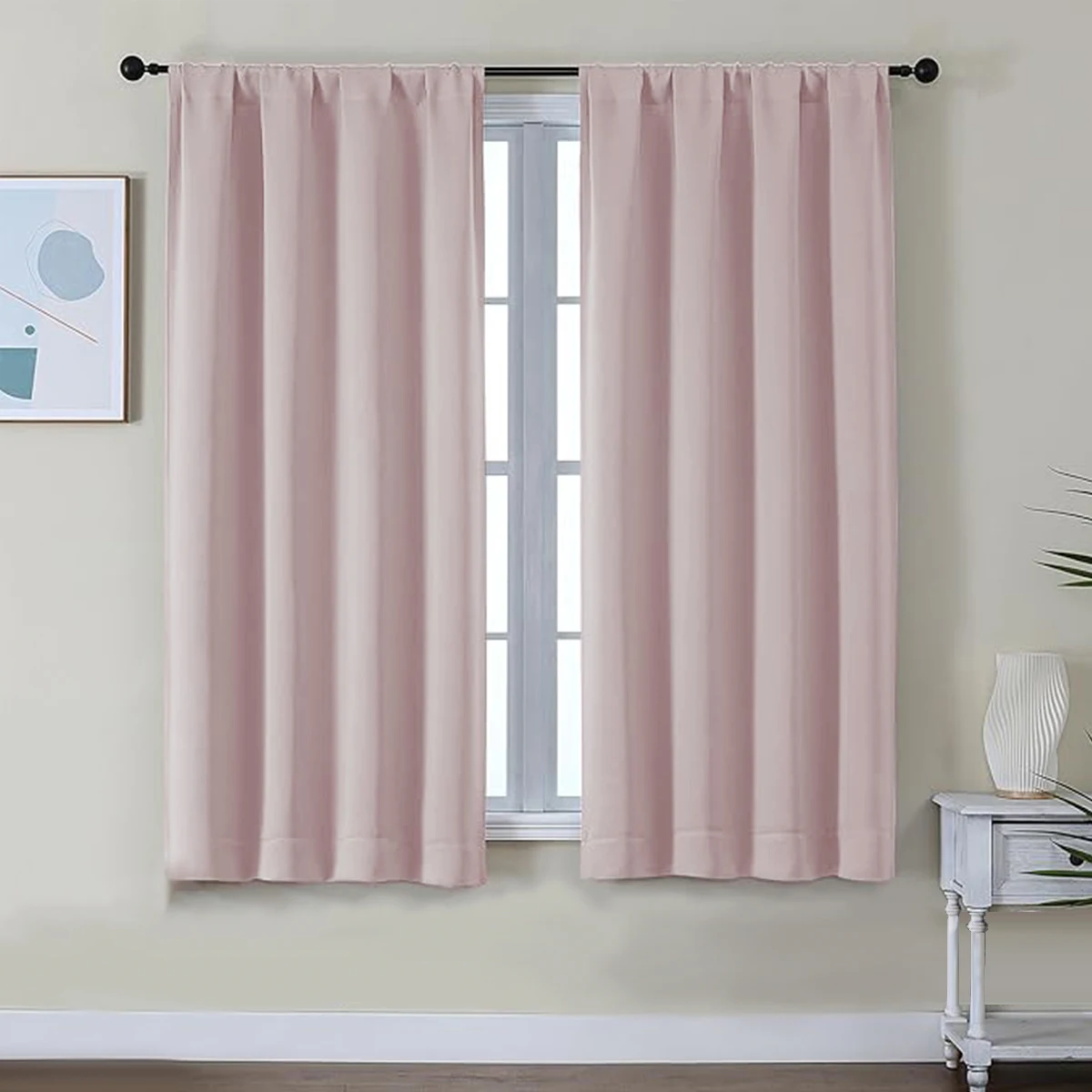 1/2PC Simple Modern Solid Color Blackout Curtain Suitable For Bedroom, Living Room, Balcony, Bay Window, Home Decoration 5