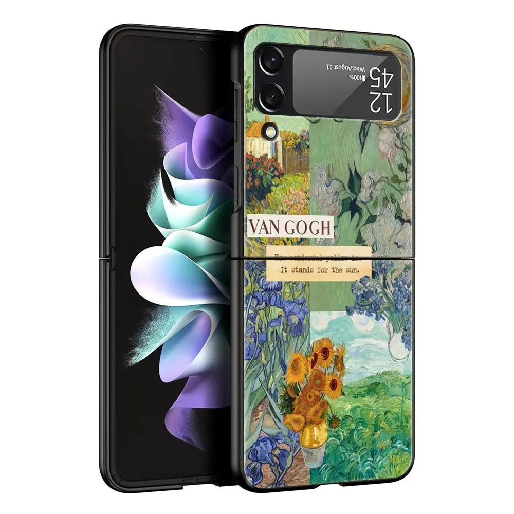 Starry Sky Van Gogh Art Black Hard Folding Phone Case