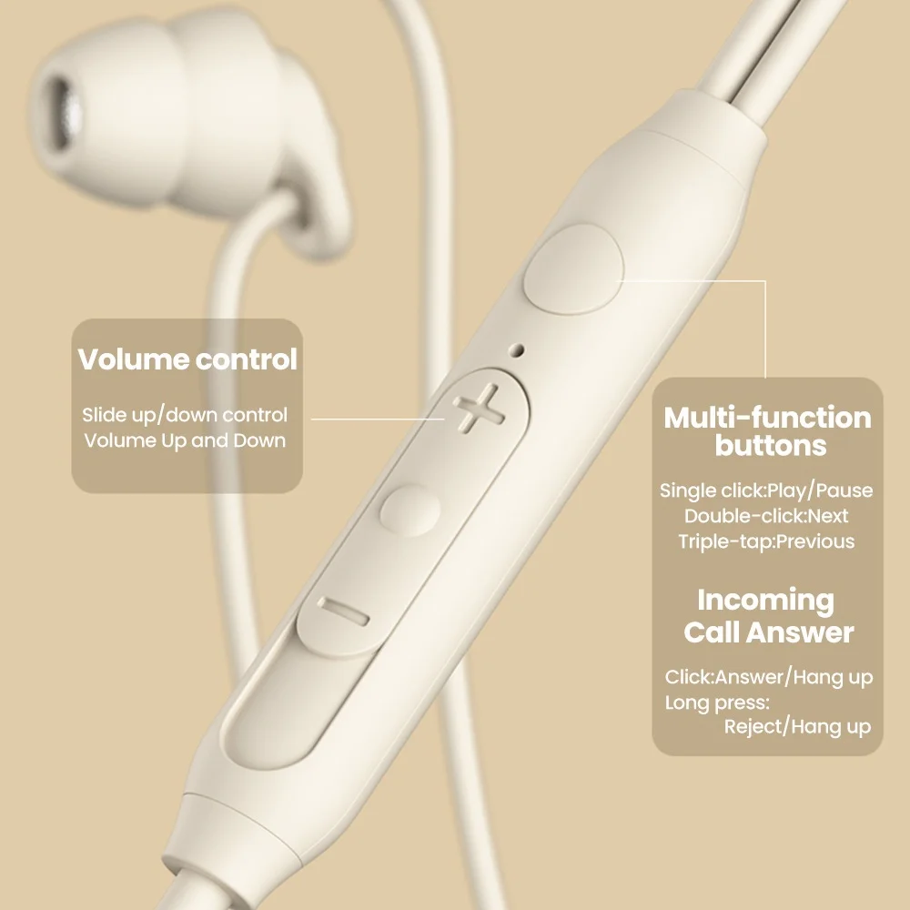 Soft Silicone Headphones Wired Handsfree Type C 3.5mm Jack Earphones In-Ear Sleep Wired Headset With Mic In-line Control Earbuds 6