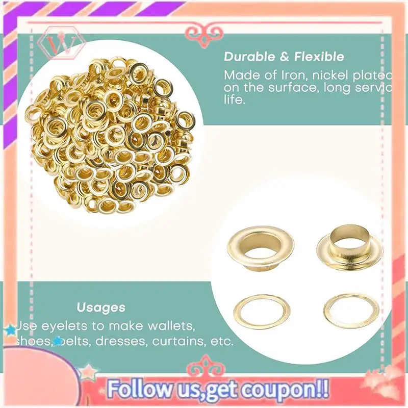 Upgraded Grommet Tool Kit Grommet & Washer Kit 500Pcs, 2 Grommets Kit, Suitable For Leather Bags Banner