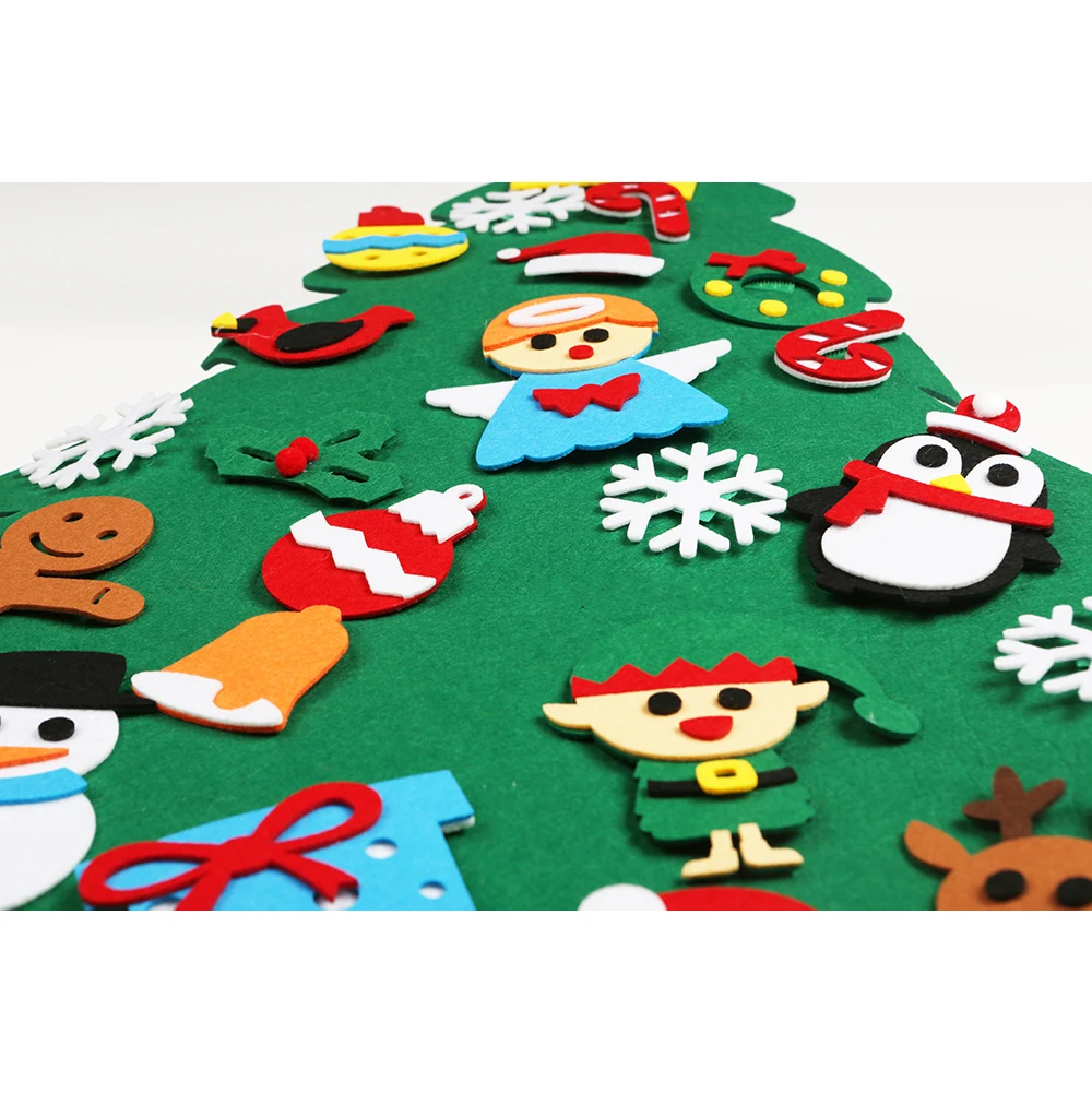 Christmas Tree and House Ornaments DIY Felt Montessori Busy Board Xmas Door Wall Decorations Wall Hanging Gifts for Kids