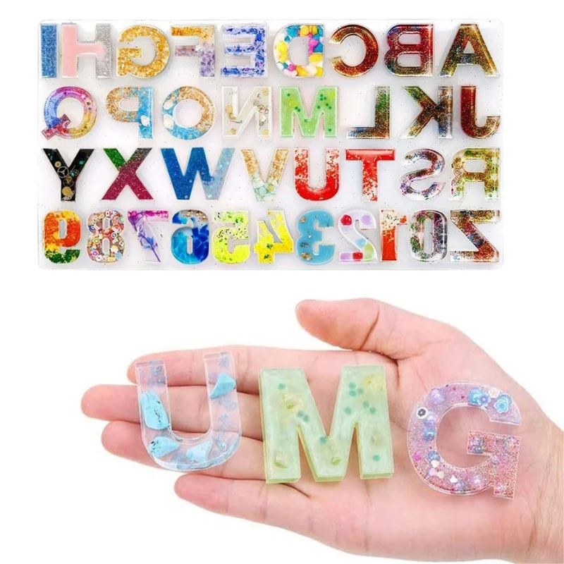 244 Pcs Letter Number Keychain Molds Set Resin Pendant Casting Mold with for Key Ring Jump Rings Screw Eye Pin Drop shipping
