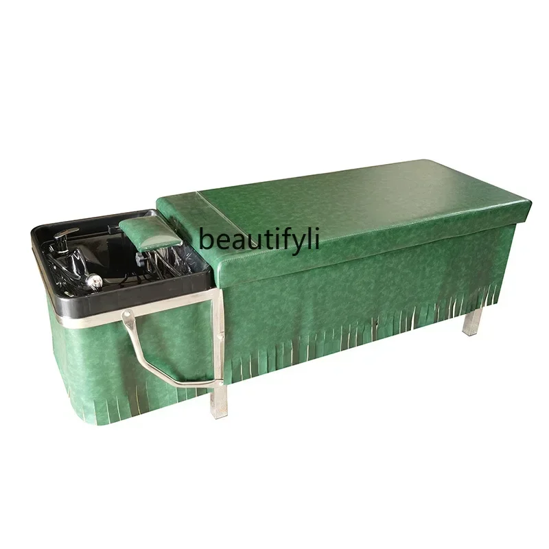 

Thai Shampoo Chair Stainless Steel Shelf Barber Shop for Hair Salon Massage Flushing Bed Beauty Salon Shampoo Bed