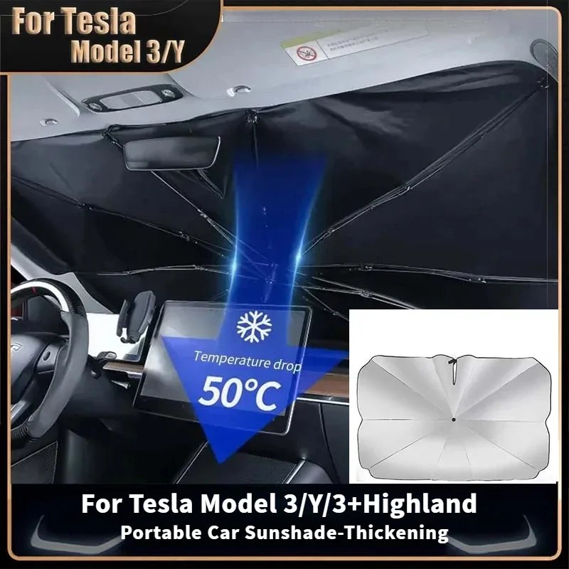 

For Tesla Model 3+ Highland Sun Windscreen Protector Model 3/Y 2024Car Sunshade Umbrella Front windshield Anti UV Accessories