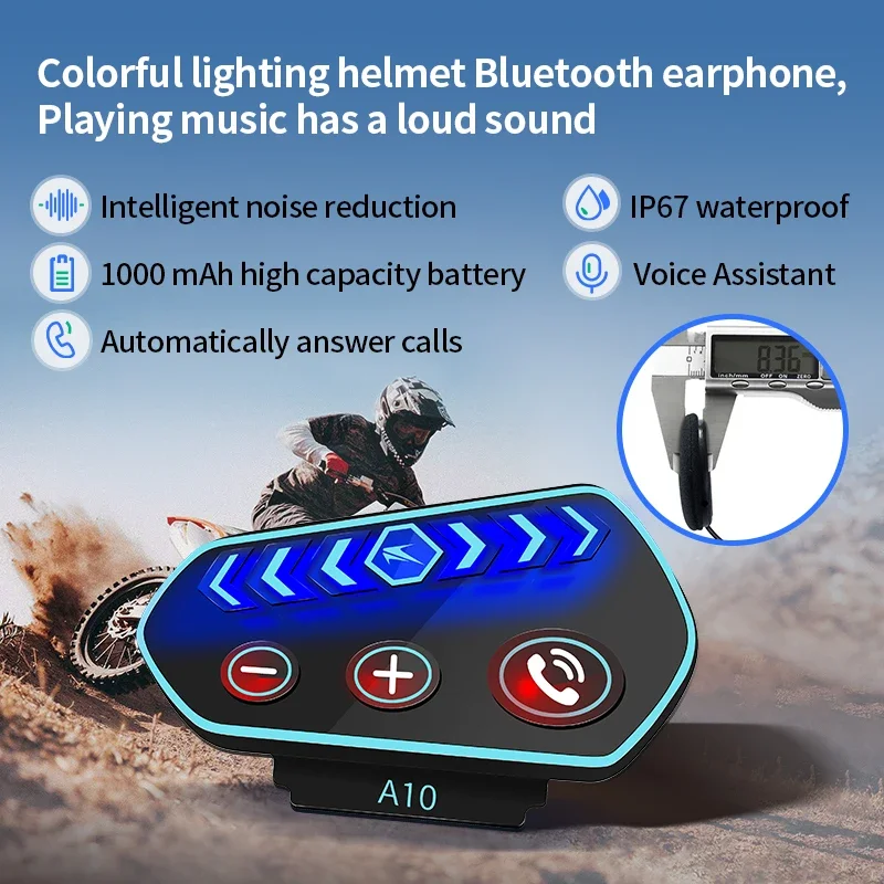 цена Motorcycle Helmet Bluetooth Headset, Wireless Bluetooth 5.0 Ultra-Thin Helm Heaphones High Sound Bluetooth Headset 1000 mAh IP67