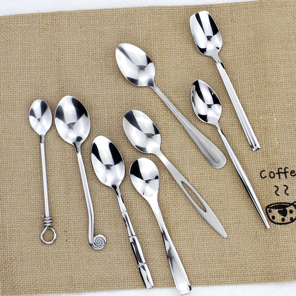 Tea Spoons Dessert Spoons Stainless Steel Mirror Polish Flavour Spoon Stirring Scoops Handy Utensils Silverware