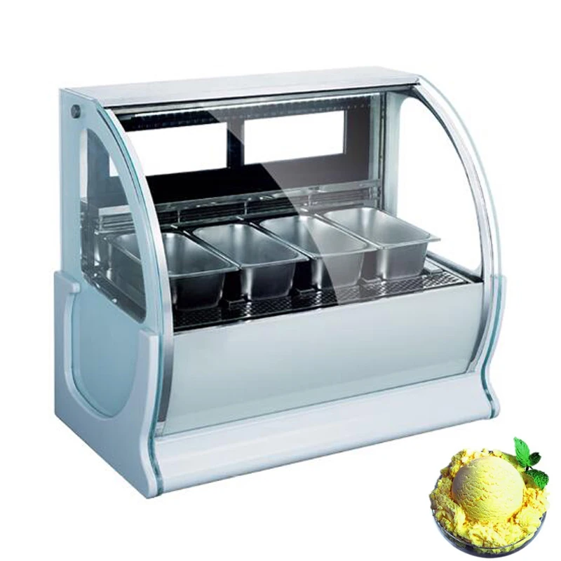 

High Quality Ice Cream Display Cabinet Stainless Steel Curved Ice Cream Showcase Commercial Ice Porridge Freezer