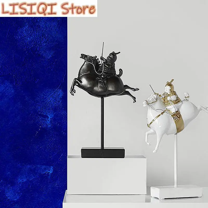 Nuovi Ornamenti Artigianali In Resina Soldati In Stile Cinese Cavalcano Statue Di Cavalli Di Guerrieri Di Terracotta Decorazione Decorativa Di Figurin