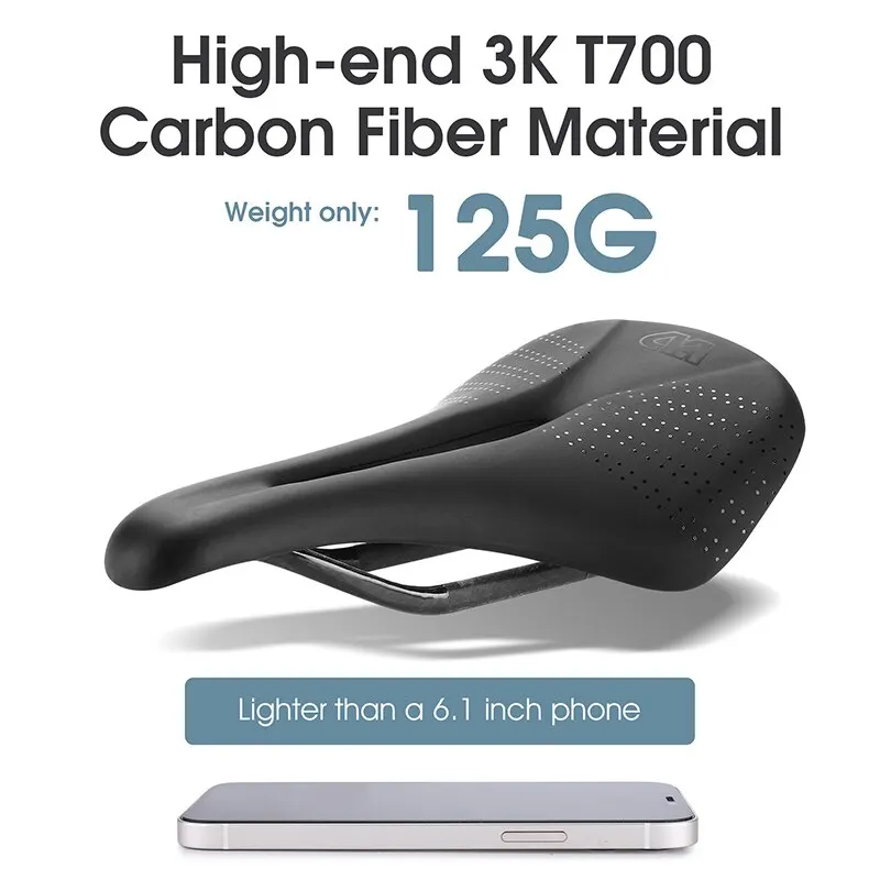 WEST BIKING Carbon Fiber Saddle Ultralight Road Bike Microfiber Leather Cushion Triathlon Racing Bicycle Seat Cycling Parts