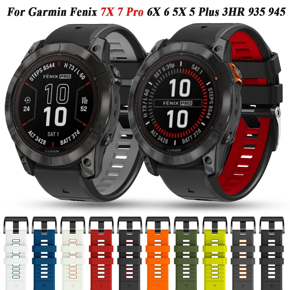 

QuickFit 26 22mm Strap For Garmin Fenix 7X 7 Pro 47 51mm 6 6XPro 5X Plus 3 3HR Mk1 Mk2i Silicone Bracelet Screw Buckle Wristband
