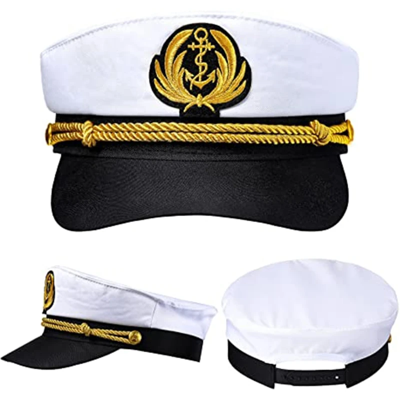 652F Navy Marine Hat Yacht Captain Hat Sailor Captain Costume Men