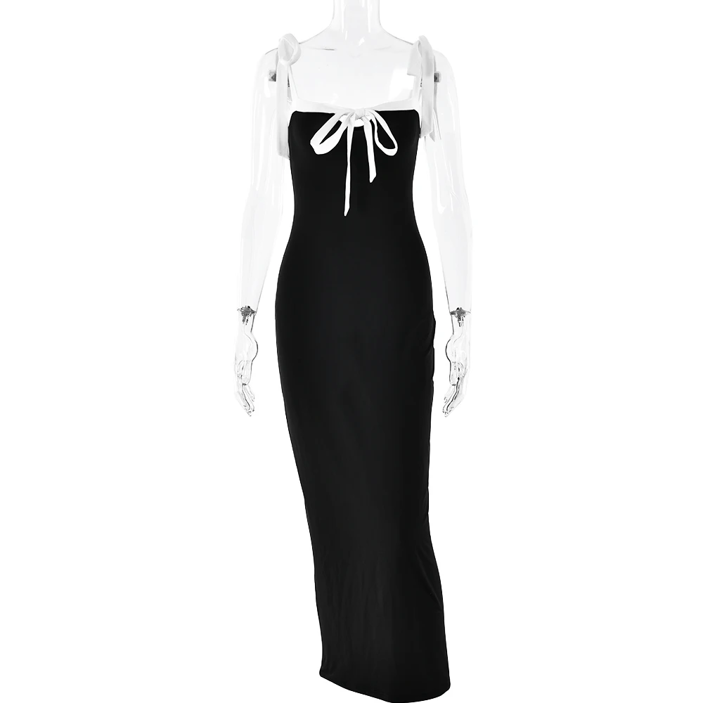 Elegant Sleeveless Elastic Slim Evening Dress Female Sexy Square Neck Backless Long Dress Autumn/Winter 2025 Vestido