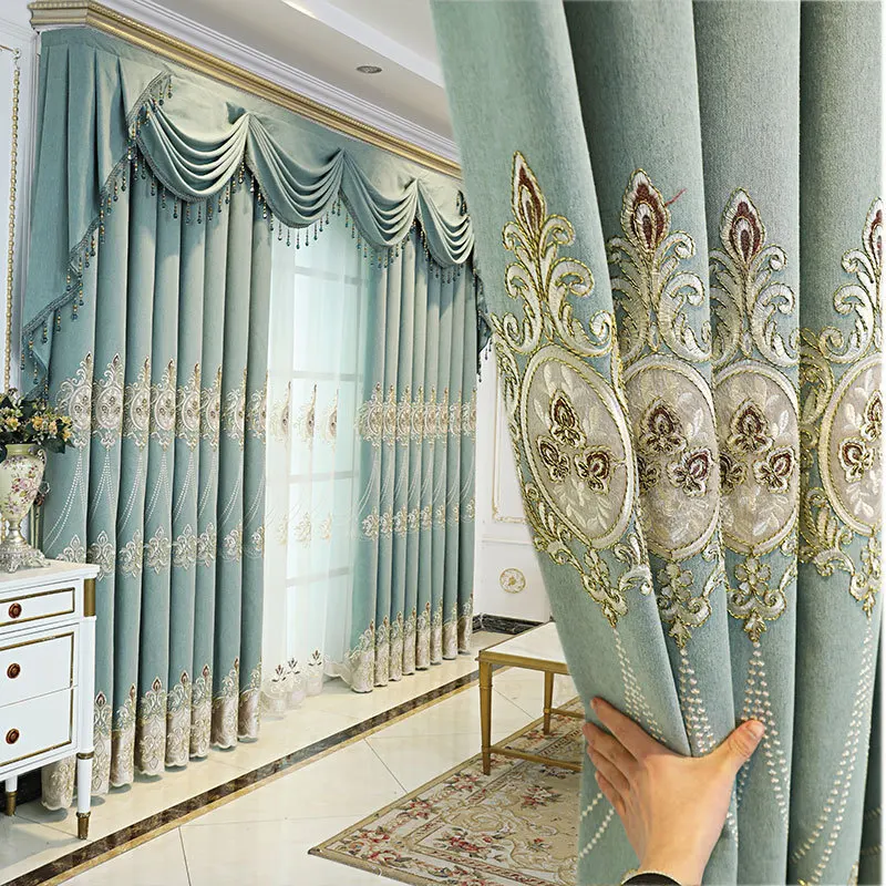 

Curtains for Bedroom Living Dining Room Alpaca Embroidered High Shading Thickening Luxury European Style Windows Door