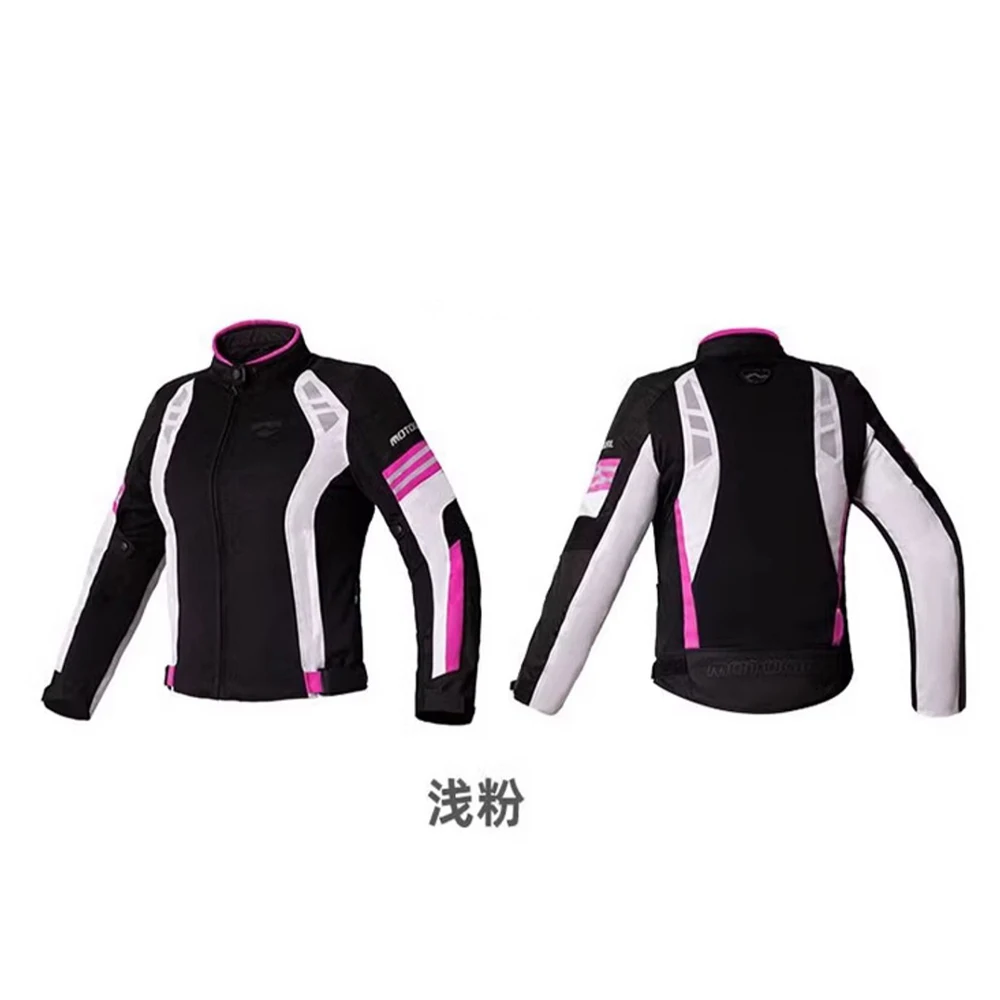 가벼운 핑크 오토바이 재킷, 내장 CE 보호대, 여름 오토바이 재킷, 통기성 여성 바이커 코트, 내마모성 S-XXXL